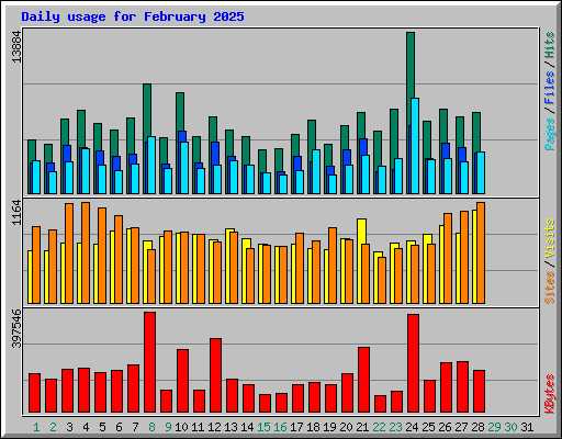 Daily usage for February 2025