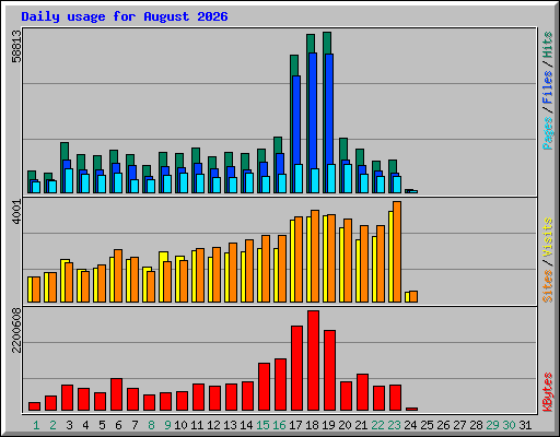 Daily usage for August 2026