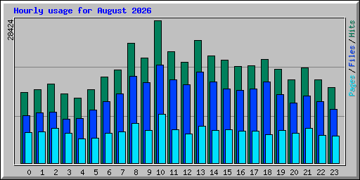 Hourly usage for August 2026